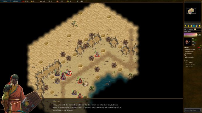 A desert scene in tactics game Battle For Wesnoth.