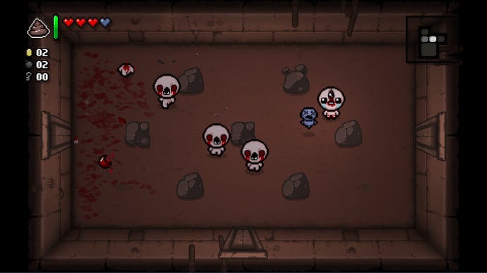 Isaac is surrounded by mutant Isaacs in The Binding Of Isaac: Rebirth