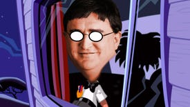 Bernard Bernoulli from Day Of The Tentacle Remastered with the face of Gabe Newell