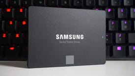 The Samsung 870 Evo SSD on a desk.
