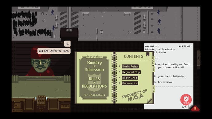 The immigration desk in Papers, Please